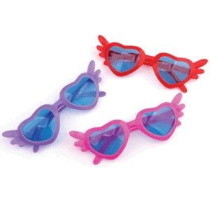 ANTEOJOS CORAZÓN CON ALAS - BOLSITA X 4 UNIDADES