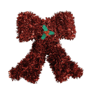 *MOÑO PEQUEÑO* TINSEL ROJO - 11x14 cm.