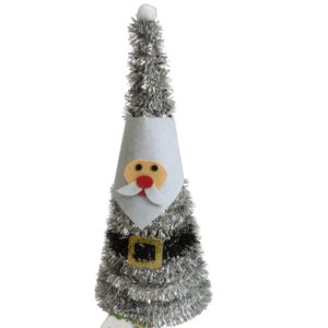 CONO MESA NOEL PLATEADO TINSEL - 14x38cm.