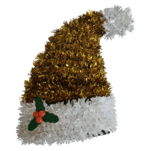 GORRO 3D *SANTA DORADO* TINSEL - 13x11cm.
