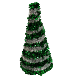 ARBOLITO BICOLOR TINSEL VERDE CON PLATEADO - 25 cm.