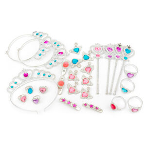 SET PRINCESAS DIVAS - SET X24 (4 CORONAS, 4 HEBILLAS, 4 PARES DE ARITOS, 4 ARITOS, 4 PULSERAS Y 4 VARITAS)