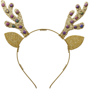 VINCHA RENO FyM Plastica C/Strass Dorada