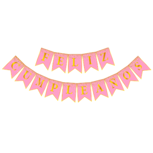 BANDERIN FELIZ CUMPLEAÑOS CONFETTI ROSA