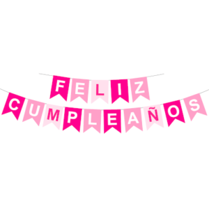 BANDERIN FELIZ CUMPLEAÑOS ROSA Y FUCSIA