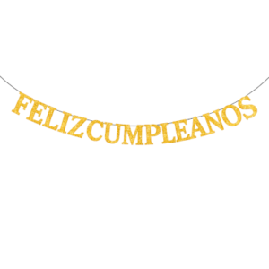 BANDERIN FELIZ CUMPLEAÑOS LETRAS GLITTER DORADO