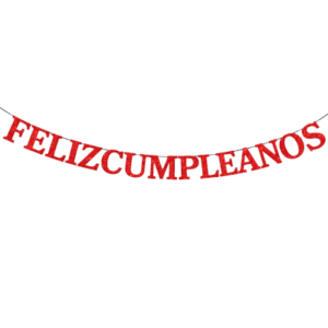 BANDERIN  FELIZ CUMPLEAÑOS LETRAS GLITTER ROJO