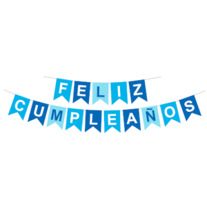 BANDERIN FELIZ CUMPLEAÑOS CELESTE Y AZUL