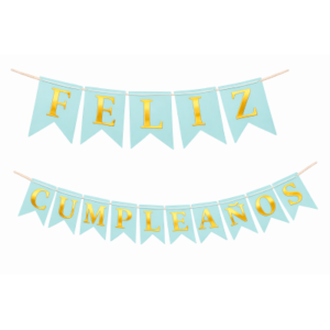 BANDERIN FELIZ CUMPLEAÑOS STAMPING CELESTE PASTEL