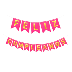 BANDERIN FELIZ CUMPLEAÑOS STAMPING FUCSIA