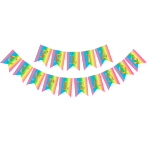 BANDERIN FELIZ CUMPLEAÑOS STAMPING MULTICOLOR PASTEL