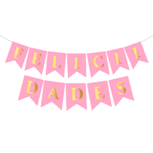BANDERIN FELICIDADES STAMPING ROSA