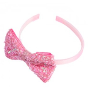 VINCHA CON MOÑO ROSA PASTEL