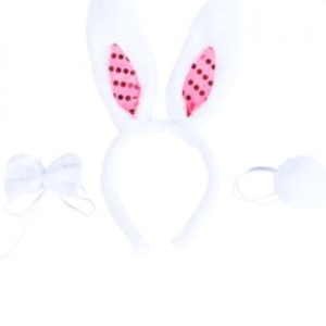 SET RABBIT (Orejas + moño + pompon)