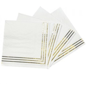 SERVILLETA DE PAPEL *BORDE DORADO* 25x25cm x 12 unidades