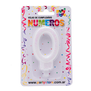 VELA NUMERO BLANCAS BRILLOS Nº0