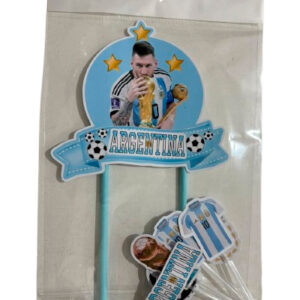 Topper Deco Torta Argentina messi 3 estrellas