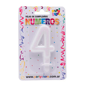VELA NUMERO BLANCAS BRILLOS Nº4