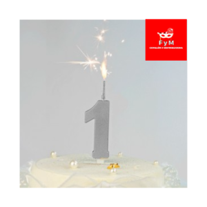 VELA BENGALA NUMERO PLATEADA Nº 1