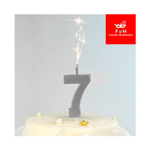 VELA BENGALA NUMERO PLATEADA Nº 7