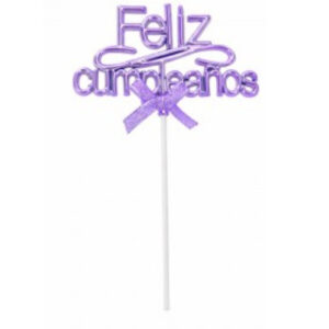 ADORNO DE TORTA "FELIZ CUMPLEAÑOS" LILA