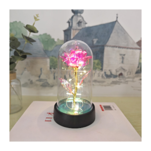 DECO SOUVENIR CRISTAL LAMPARA LED *ROSA ETERNA* ROSA 15cm X 8cm