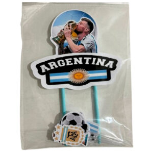 Topper Deco Torta Argentina messi alzando la copa