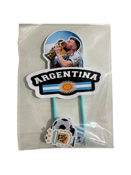 Topper Deco Torta Argentina messi alzando la copa