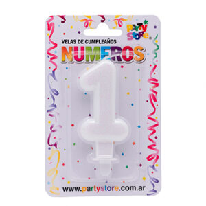VELA NUMERO BLANCAS BRILLOS Nº1