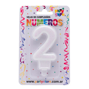 VELA NUMERO BLANCAS BRILLOS Nº2