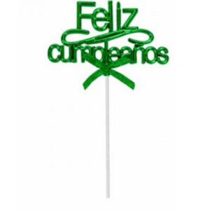 ADORNO DE TORTA *FELIZ CUMPLEAÑOS* VERDE