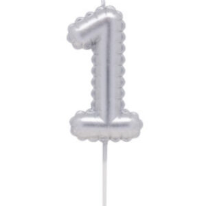 VELA NUMERO GLOBITO PLATEADO Nº1 (12/144)