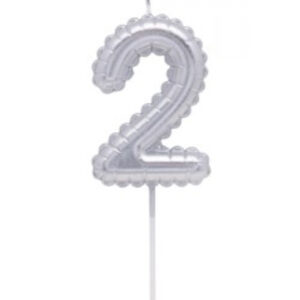 VELA NUMERO GLOBITO PLATEADO Nº2 (12/144)