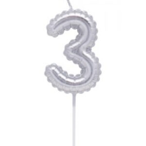 VELA NUMERO GLOBITO PLATEADO Nº3 (12/144)