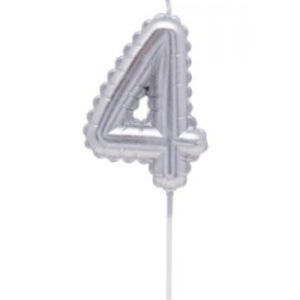 VELA NUMERO GLOBITO PLATEADO Nº4 (12/144)