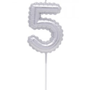 VELA NUMERO GLOBITO PLATEADO Nº5 (12/144)