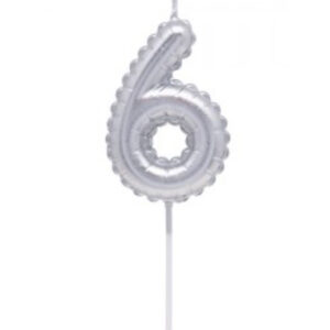 VELA NUMERO GLOBITO PLATEADO Nº6 (12/144)