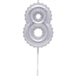 VELA NUMERO GLOBITO PLATEADO Nº8 (12/144)