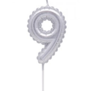 VELA NUMERO GLOBITO PLATEADO Nº9 (12/144)