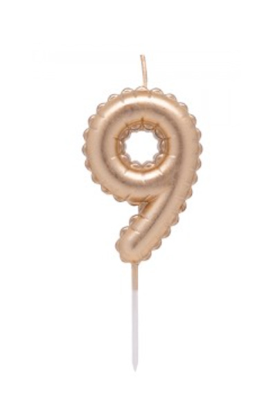 VELA NUMERO GLOBITO DORADO Nº9 (12/144)