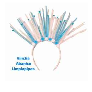 VINCHA ABANICO LIMPIAPIPAS celestes y blancas
