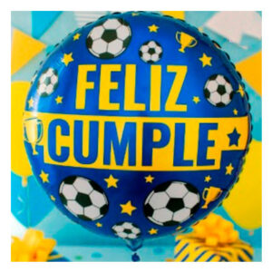 GLOBO 22" (56cm) FELIZ CUMPLE (AZUL Y AMARILLO)
