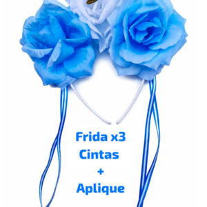 FRIDA X 3 celestes y blancas CINTAS + APLIQUE