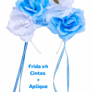 FRIDA X 4 celestes y blancas CINTAS + APLIQUE