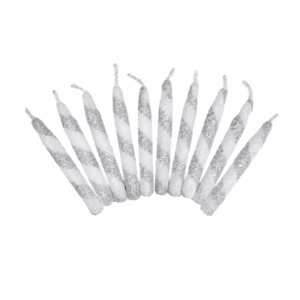 VELA PIRULIN BLANCO Y PLATA x10