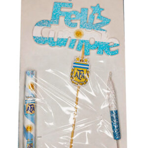 KIT PINCHE FELIZ CUMPLE GOMAEVA GRANDE + VELA + BENGALA ARGENTINA (x1) FyM