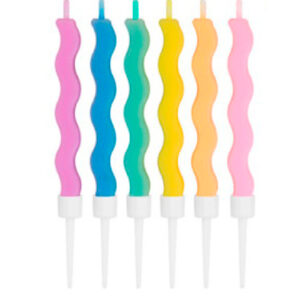 VELAS ONDAS PASTEL 11cm Blister x 6 unidades