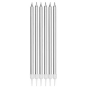 VELAS LARGAS "silver" 12,5cm - Blister x 6 unidades