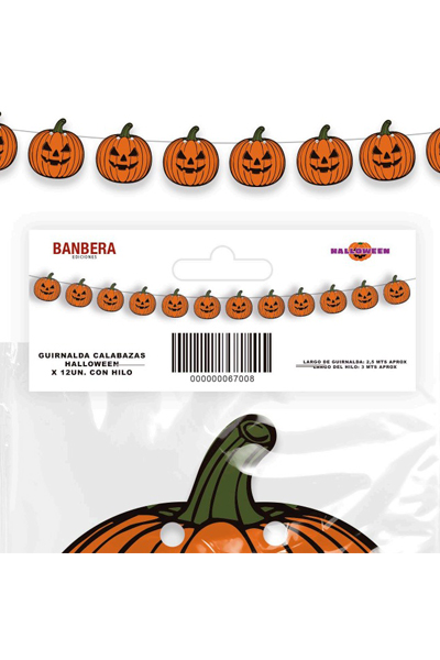 BANDERIN HALLOWEEN CALABAZAS - Doble faz paq. x12