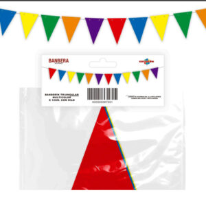 BANDERIN TRIANGULAR MULTICOLOR - Doble faz paq. x12